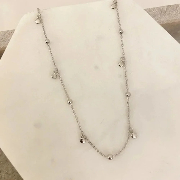 925 Sterling Silver Dainty Bead Necklace Satellite Chain Choker Necklace - Picture 4 of 7